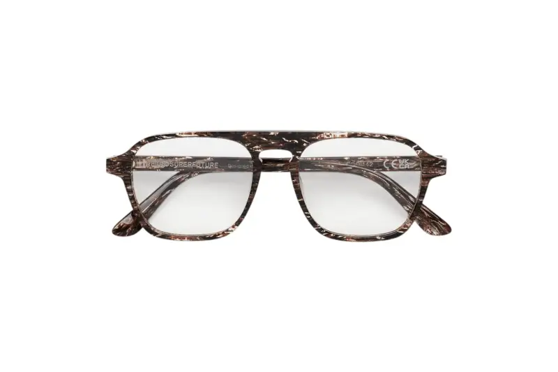 Unisex GVV NUMERO 142 STRAMBO Montature da vista Acetato Marrone Squadrata miniatura 2