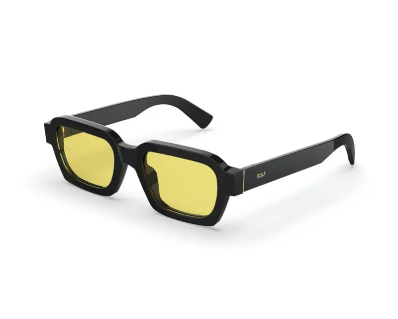 Retrosuperfuture Unisex GZW Caro Senape Occhiali da sole Acetato Nero Giallo Squadrata Normale