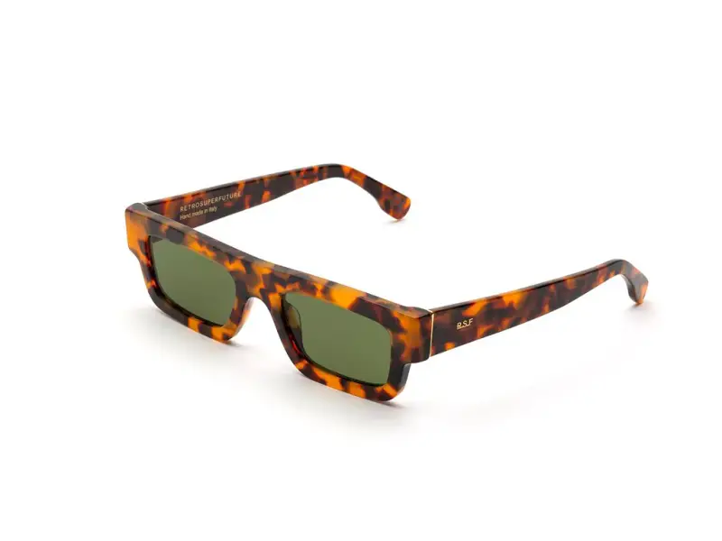 Unisex JNW Colpo Spotted havana Occhiali da sole Acetato Havana Verde Squadrata Normale