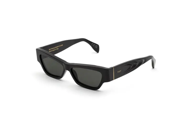 Retrosuperfuture Unisex K8U Nameko Black Occhiali da sole Acetato Nero Nero Squadrata Normale