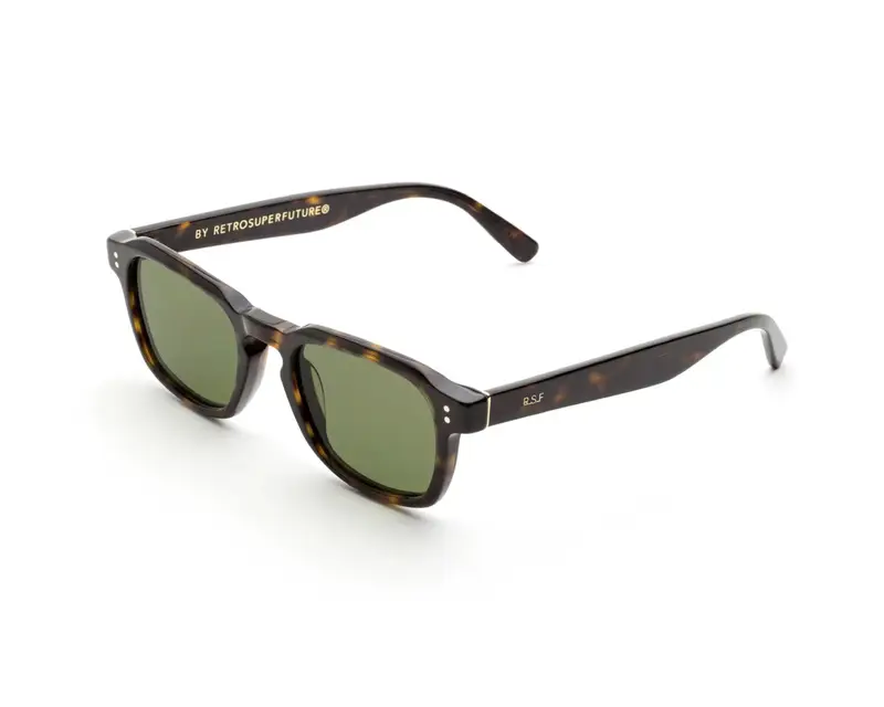 Retrosuperfuture Unisex KVT Luce 3627 Green Occhiali da sole Acetato Havana Verde Squadrata Normale