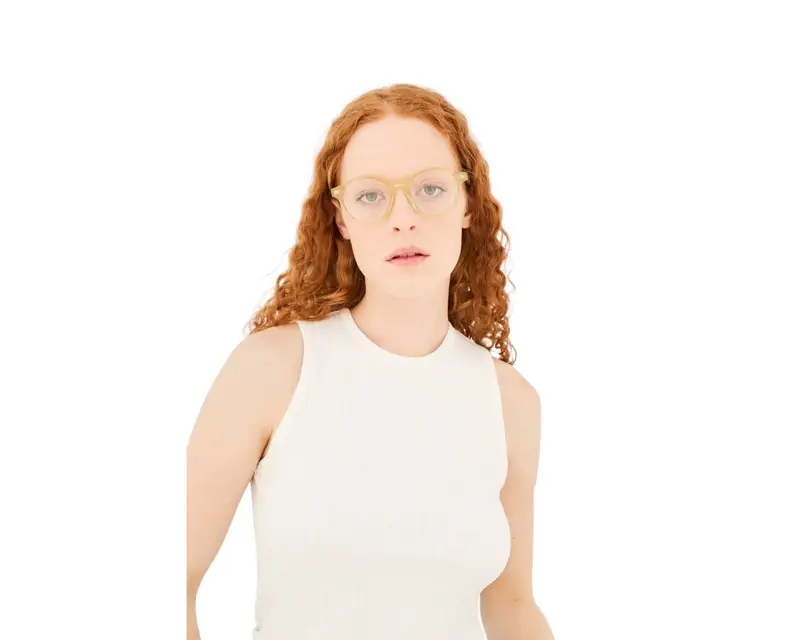 Retrosuperfuture Unisex KW5 Numero 129 Cozy Montature da vista Acetato Giallo Rotonda miniatura 3