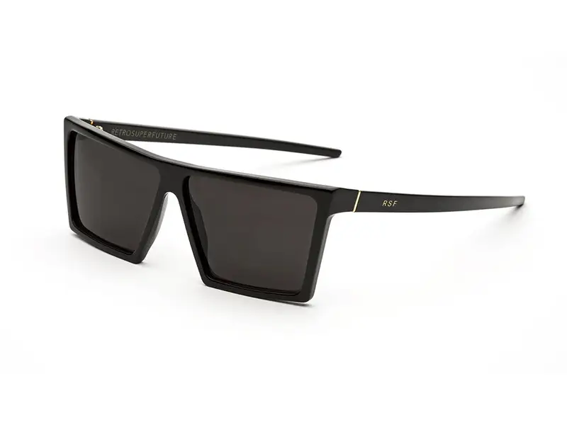Retrosuperfuture Unisex L2X W Black Occhiali da sole Acetato Nero Nero Squadrata Normale