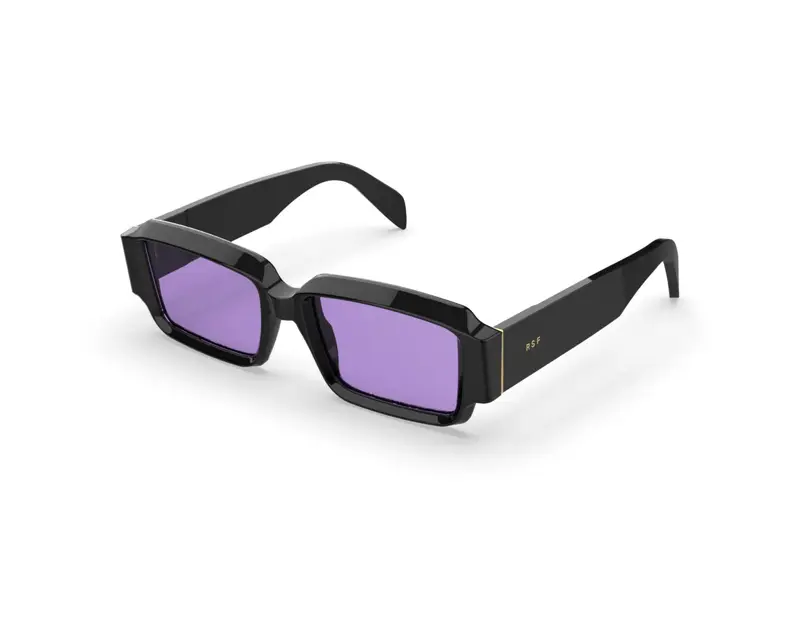 Retrosuperfuture Unisex LH2 Astro Bizarro Occhiali da sole Acetato Nero Viola Squadrata Normale