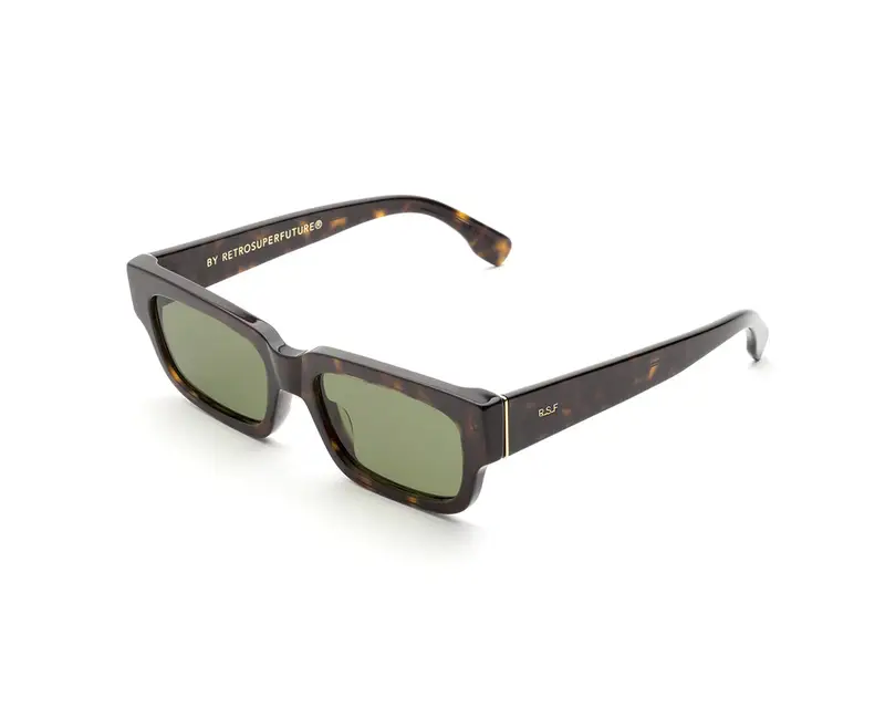 Retrosuperfuture Unisex LRV Roma 3627 Green Occhiali da sole Acetato Havana Verde Squadrata Normale