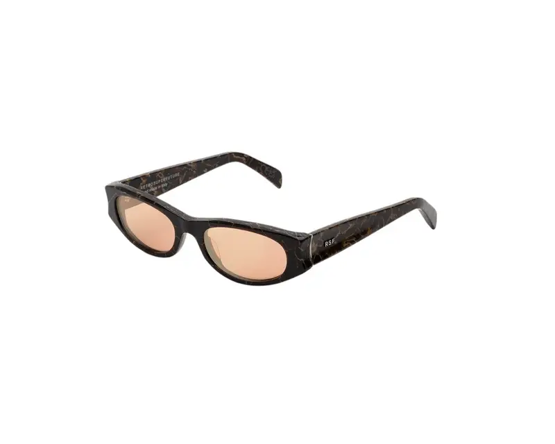 Retrosuperfuture Unisex LS3 Razzo Brown marble Occhiali da sole Acetato Marrone Rosa Geometrica Normale