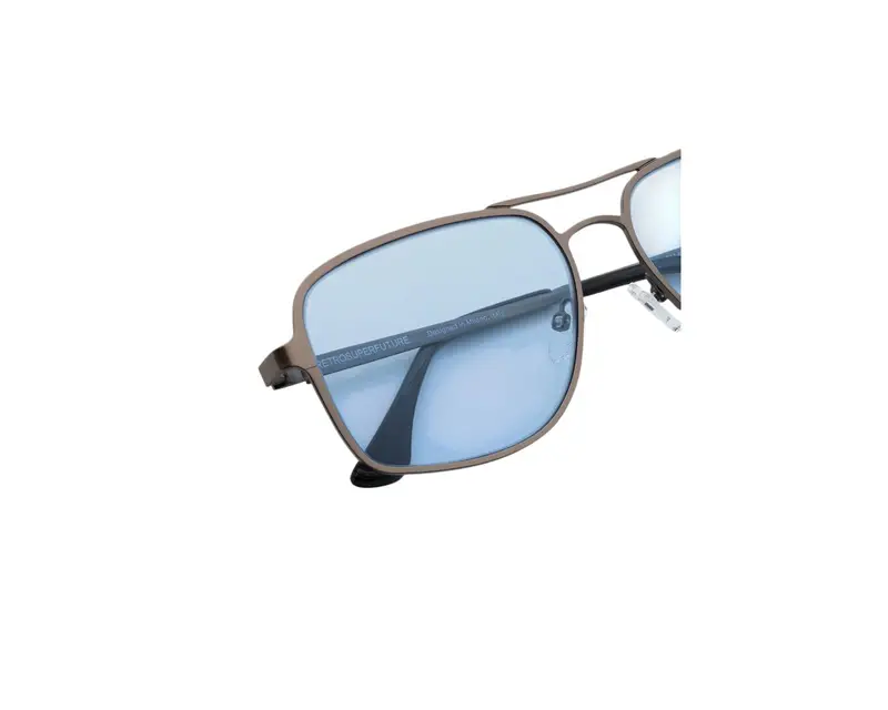 Retrosuperfuture Unisex LSM Spliff Blue-Gun Occhiali da sole Acetato Argento Azzurro Squadrata Normale miniatura 2