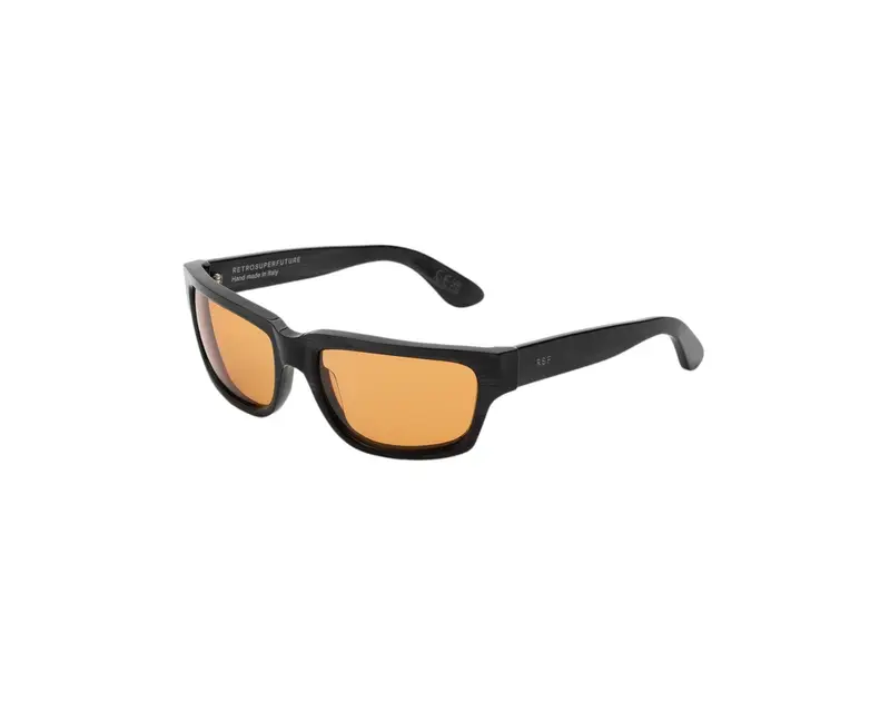 Retrosuperfuture Unisex MG4 Thelonius Fiammato Occhiali da sole Acetato Nero Arancione Squadrata Normale