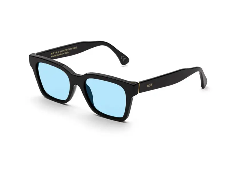 Retrosuperfuture Unisex MKK America Azure Occhiali da sole Acetato Nero Azzurro Squadrata