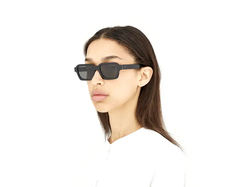 Retrosuperfuture Unisex NJS Caro Black Occhiali da sole Acetato Nero Nero Squadrata Normale miniatura 3