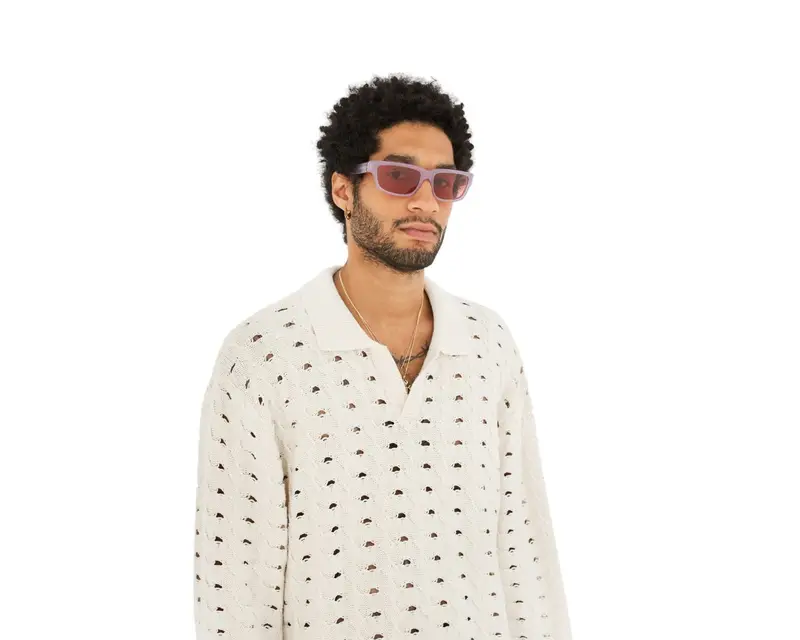 Retrosuperfuture Unisex NUB Thelonius Porpora Occhiali da sole Acetato Porpora/Rosso Bordeaux Squadrata Normale miniatura 3