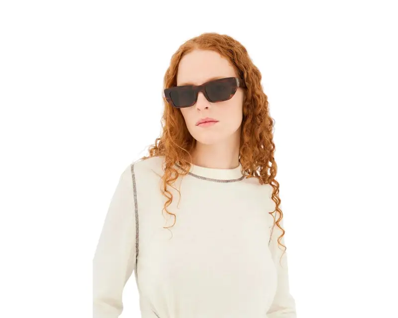 Retrosuperfuture Unisex OGU RA Havana Striato Occhiali da sole Acetato Havana Nero Squadrata Normale miniatura 3