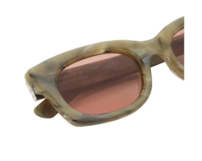 Retrosuperfuture Unisex ON5 Ambos Roccia Occhiali da sole Acetato Verde Marrone Squadrata Normale miniatura 2