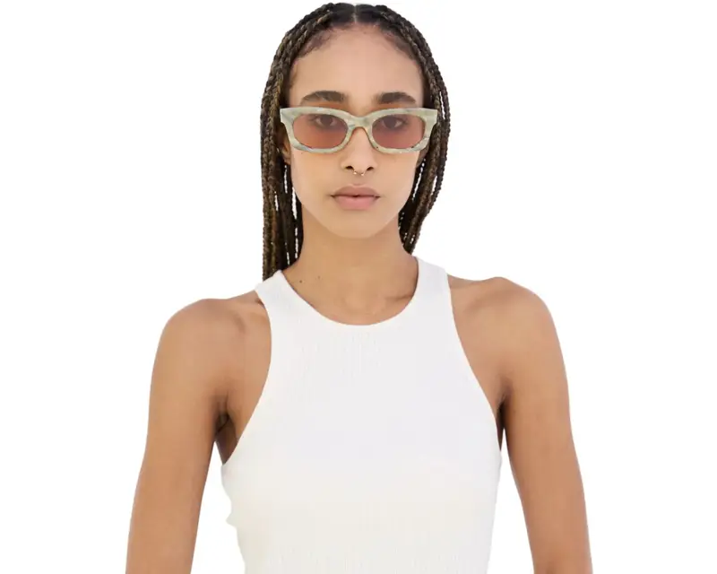 Retrosuperfuture Unisex ON5 Ambos Roccia Occhiali da sole Acetato Verde Marrone Squadrata Normale miniatura 3