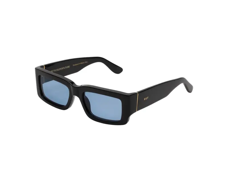 Unisex ONS NOTTE AZURE Occhiali da sole Acetato Nero Blu Squadrata Normale