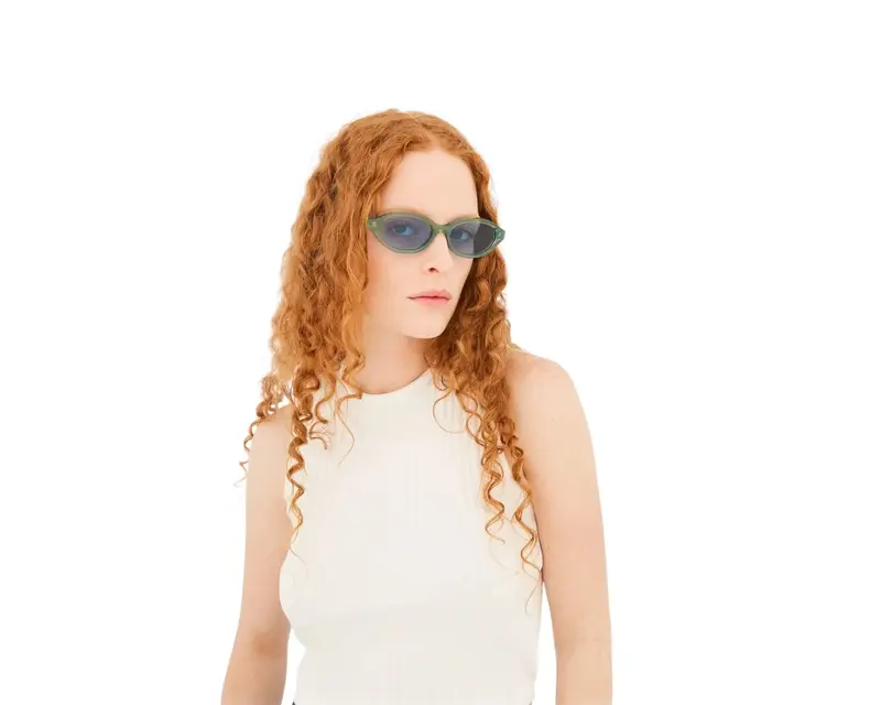 Retrosuperfuture Unisex OS4 Parola Sage Occhiali da sole Acetato Verde Azzurro Geometrica Normale miniatura 3