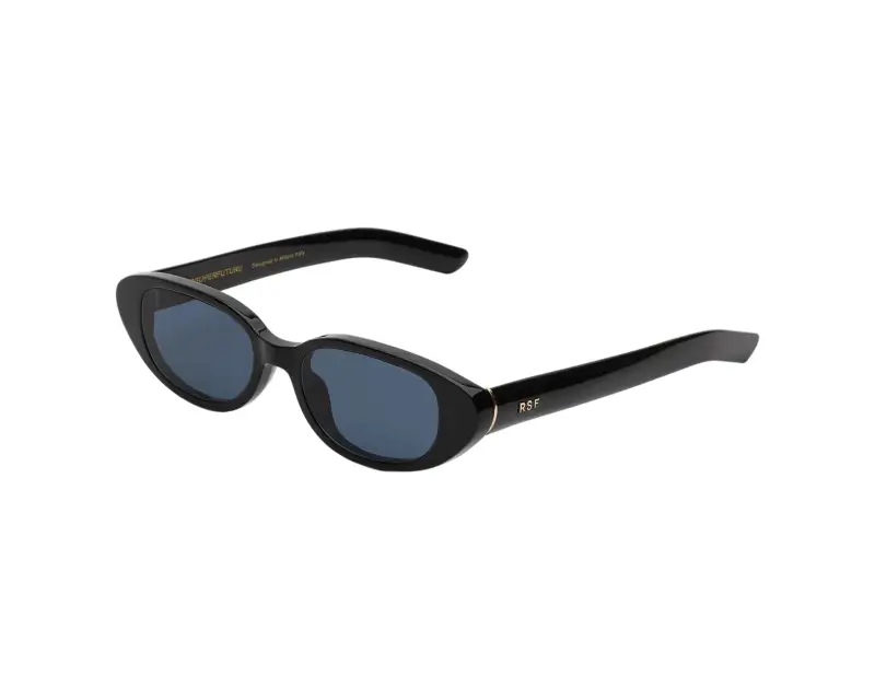Unisex QQ7 VEGA AZURE Occhiali da sole Acetato Nero Blu Geometrica Normale