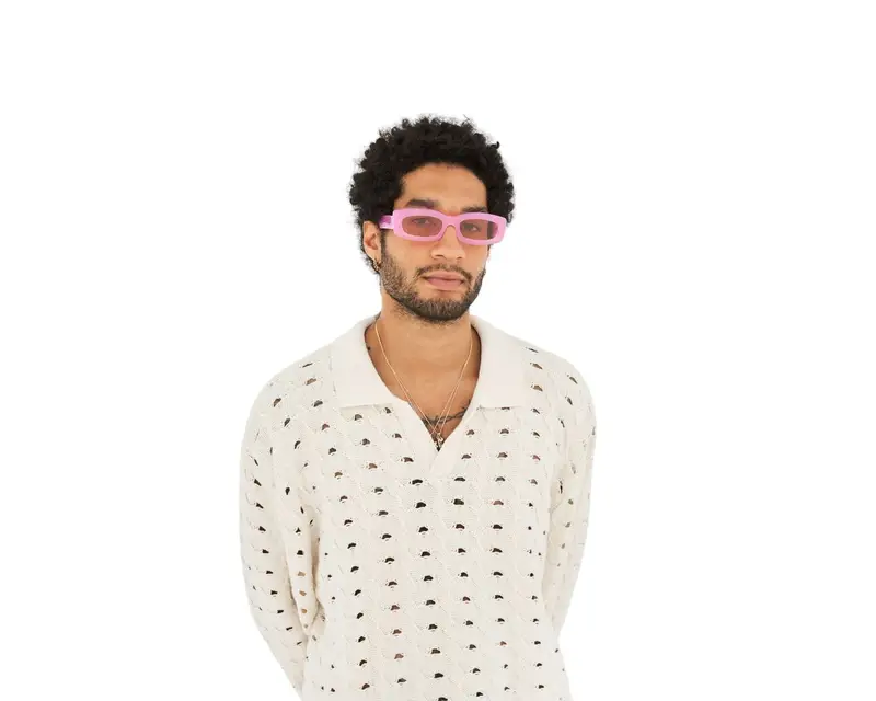 Retrosuperfuture Unisex R68 Zaga Rosa Occhiali da sole Acetato Rosso Squadrata Normale miniatura 3