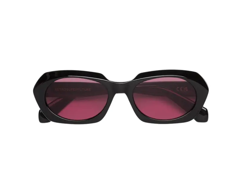 Unisex Retrosuperfuture 1R7 EPOCA FRAGOLINA Occhiali da sole Acetato Nero Rosa Geometrica Normale miniatura 2