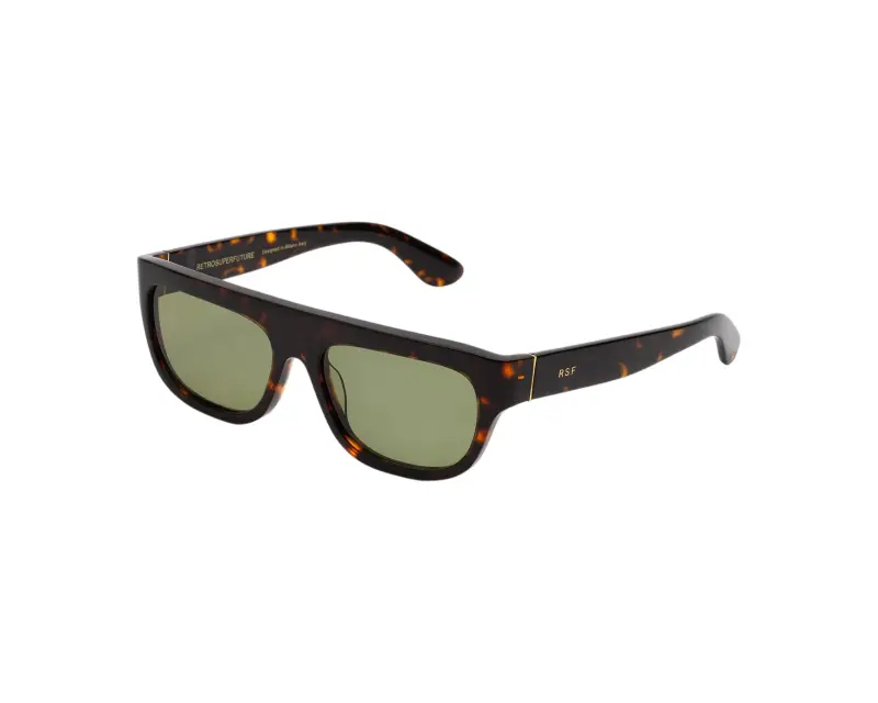 Unisex Retrosuperfuture 5G5 SERIOSO HAVANA Occhiali da sole Acetato Havana Verde Geometrica Normale