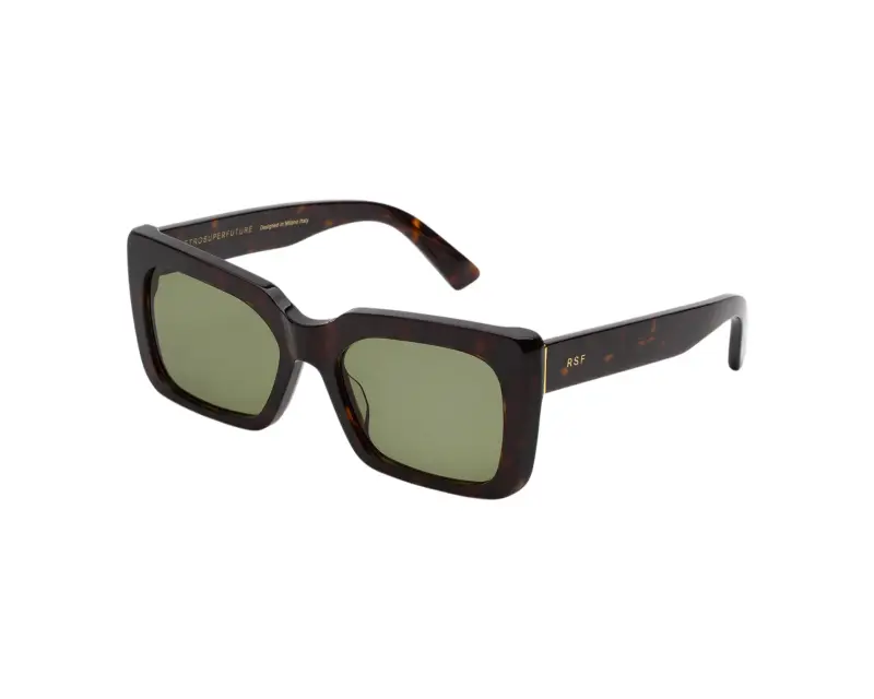 Unisex Retrosuperfuture IK1 SENTA HAVANA Occhiali da sole Acetato Havana Verde Squadrata Normale