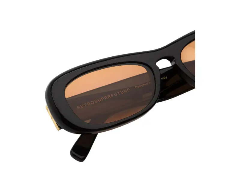Unisex Retrosuperfuture PJV SUGO REFINED Occhiali da sole Acetato Nero Arancione Squadrata Normale miniatura 3