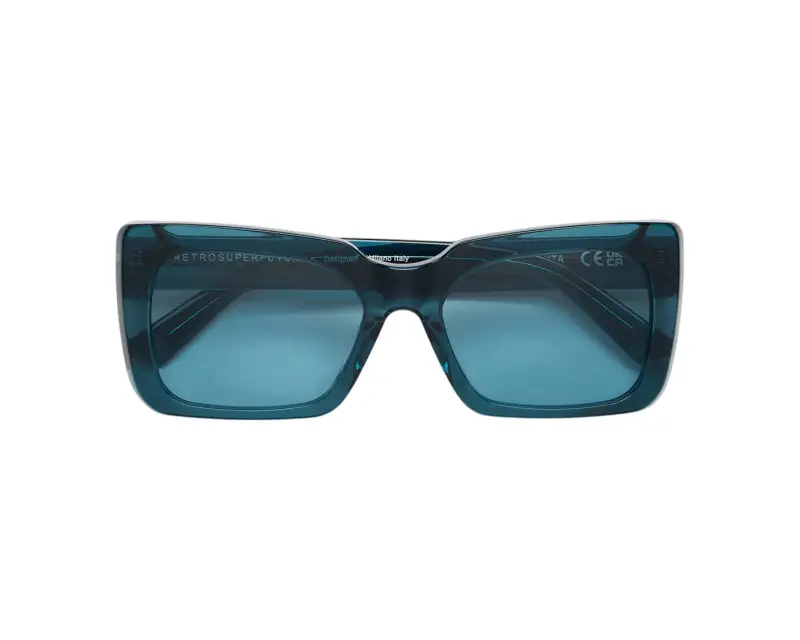 Unisex Retrosuperfuture W1A SENTA TEAL Occhiali da sole Acetato Blu Azzurro Squadrata Normale miniatura 2