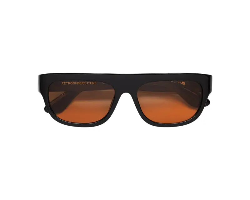 Unisex Retrosuperfuture ZXO SERIOSO REFINED Occhiali da sole Acetato Nero Arancione Geometrica Normale miniatura 2