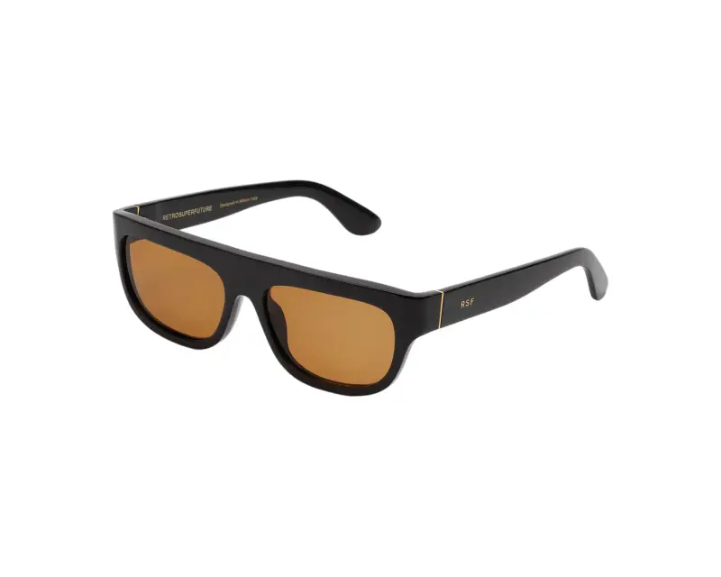 Unisex Retrosuperfuture ZXO SERIOSO REFINED Occhiali da sole Acetato Nero Arancione Geometrica Normale
