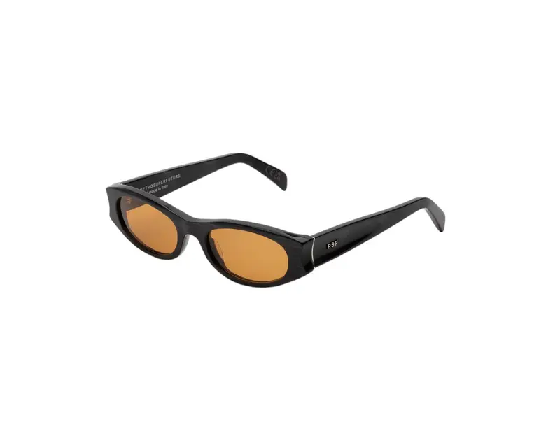 Retrosuperfuture Unisex RQ6 Razzo Fiammato Occhiali da sole Acetato Nero Arancione Geometrica Normale
