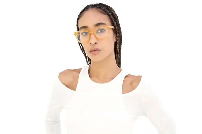 Retrosuperfuture Unisex SIX Secolo optical Sereno Montature da vista Acetato Giallo Squadrata miniatura 3