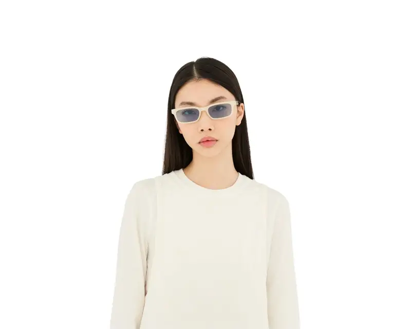 Retrosuperfuture Unisex SWV Gesto Crema Occhiali da sole Acetato Crema Azzurro Squadrata Normale miniatura 3