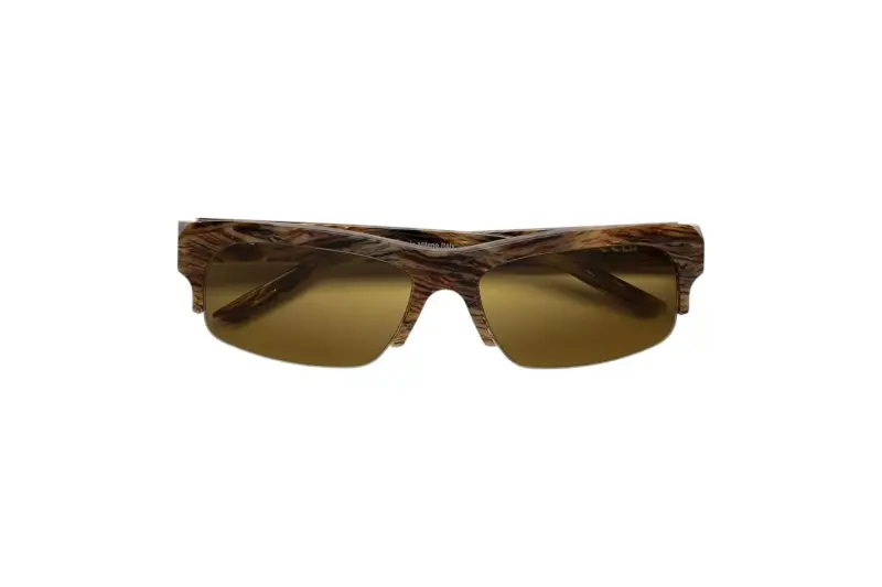 Unisex UMQ SCATTO GRAFFIATO Occhiali da sole Acetato Marrone Giallo Geometrica Normale miniatura 2