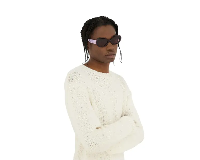 Retrosuperfuture Unisex USF Izipho Melanzana Occhiali da sole Acetato Viola Viola Geometrica Normale miniatura 3