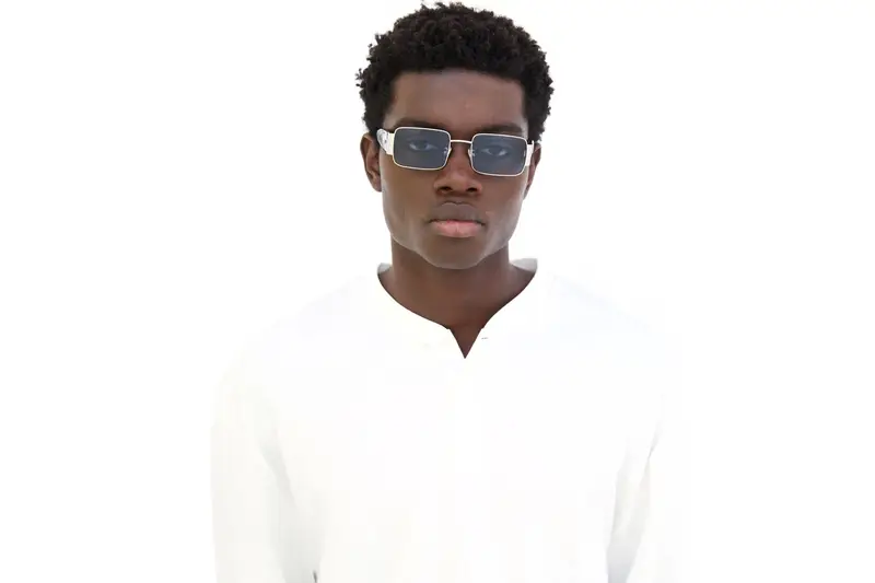 Retrosuperfuture Unisex V5H Z Metallic blue Occhiali da sole Metallo Argento Blu Squadrata Normale miniatura 3