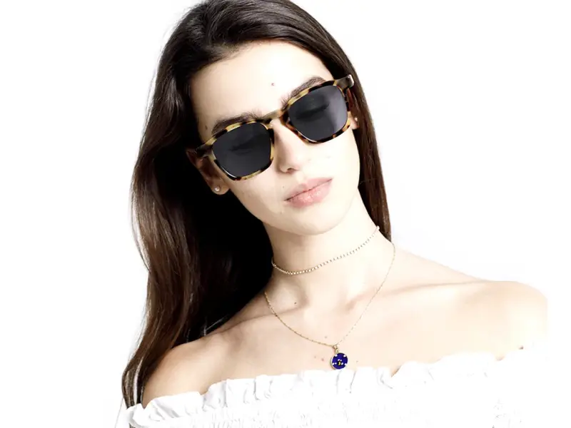 Unisex V8F Unico Cheetah havana Occhiali da sole Acetato Havana Blu Squadrata miniatura 2