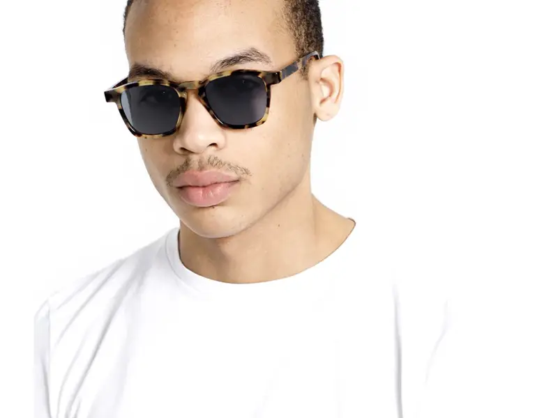 Unisex V8F Unico Cheetah havana Occhiali da sole Acetato Havana Blu Squadrata miniatura 3