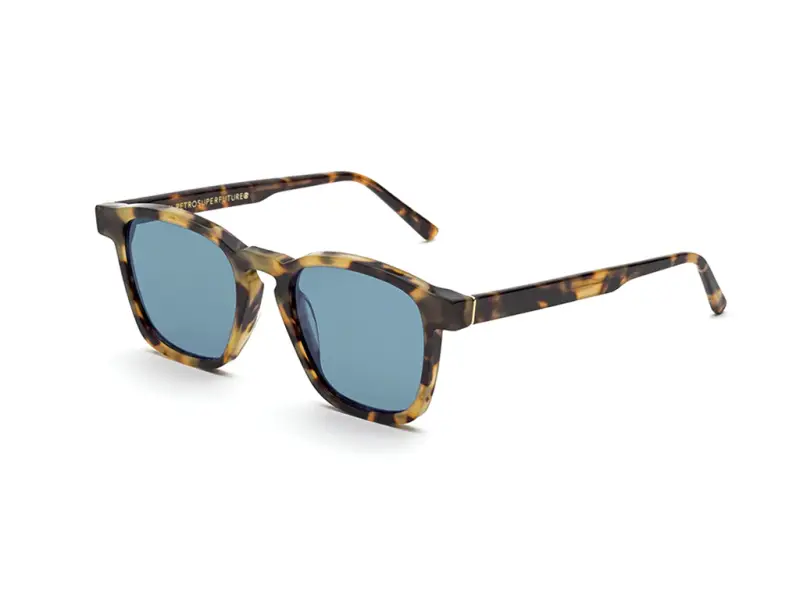 Unisex V8F Unico Cheetah havana Occhiali da sole Acetato Havana Blu Squadrata