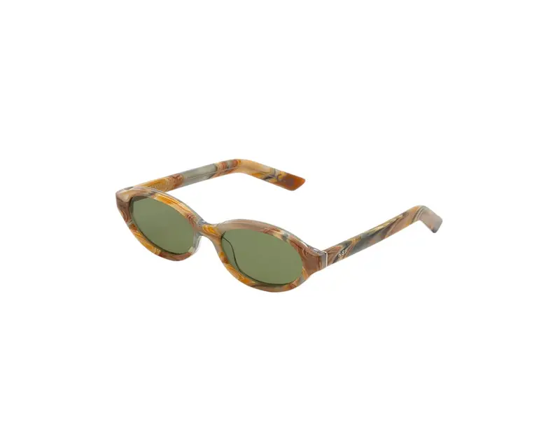 Retrosuperfuture Unisex WTC Parola Boogie Occhiali da sole Acetato Beige Verde Geometrica Normale