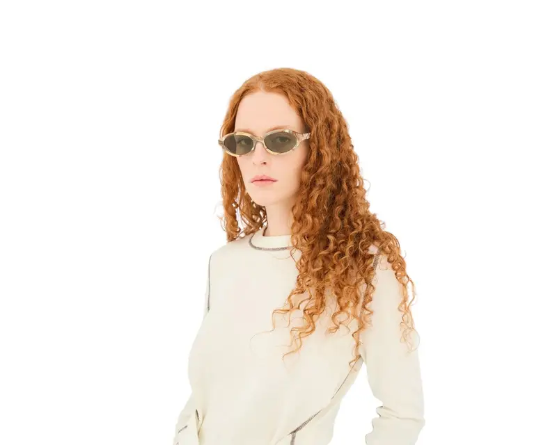 Retrosuperfuture Unisex WTC Parola Boogie Occhiali da sole Acetato Beige Verde Geometrica Normale miniatura 3