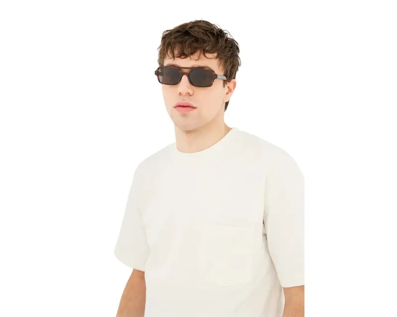 Retrosuperfuture Unisex XDK Vico Havana Striato Occhiali da sole Acetato Havana Nero Squadrata Normale miniatura 3