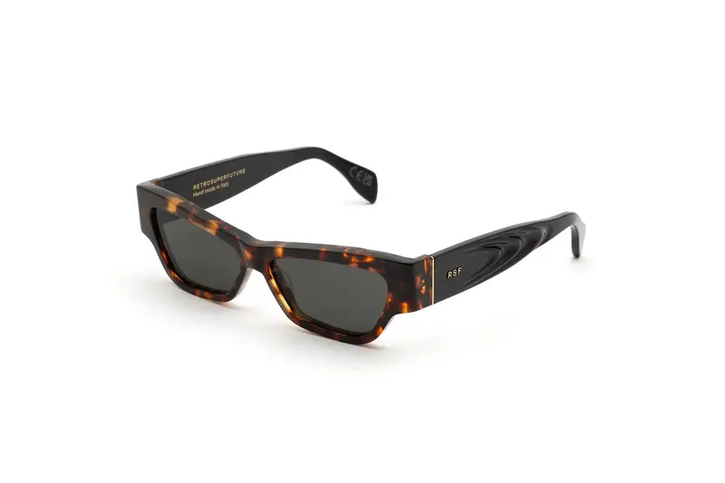 Retrosuperfuture Unisex XWN Nameko Burnt havana Occhiali da sole Acetato Havana Nero Squadrata Normale