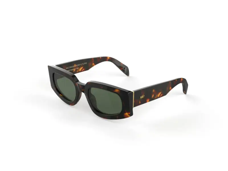 Retrosuperfuture Unisex YSE Tetra 3627 Occhiali da sole Acetato Havana Verde Rotonda Normale