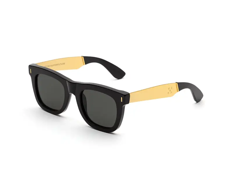 Retrosuperfuture Unisex ZGL CICCIO FRANCIS BLACK Occhiali da sole Acetato Nero Grigio Squadrata Normale