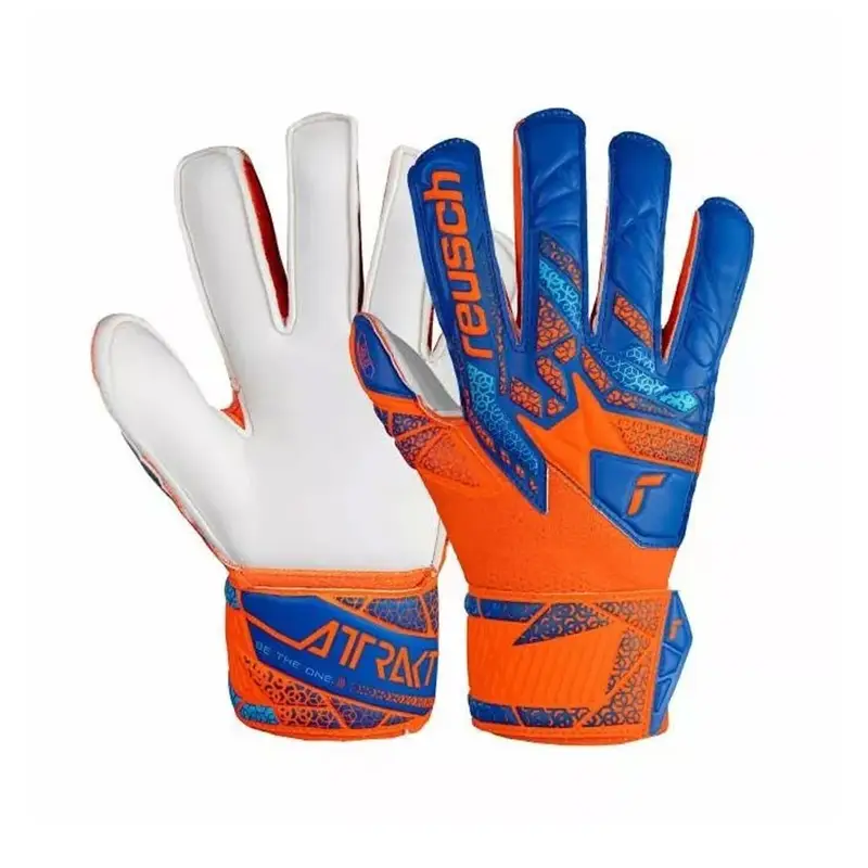 Guanti Calcio Attrakt Solid Finger Support Arancio Blue Bambino 5 / M