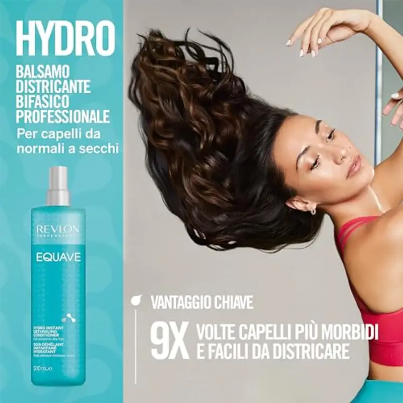 Revlon Professional Equave Hydro Bi-Phase Detangling Conditioner, Balsamo senza Risciacquo, per Capelli Normali/Secchi, Districante, con Protezione dal Calore, Capelli Lisci e Definiti - 200 ml miniatura 2