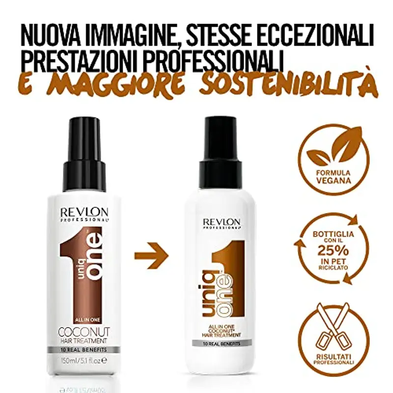 Revlon Professional UniqOne Coconut, Trattamento per Capelli Senza Risciaquo, All in One, Idrata, Protegge e Ripara (150ml), Fragranza al Cocco miniatura 2