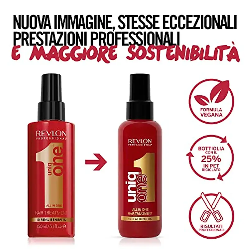 REVLON PROFESSIONAL UNIQONE HAIR TREATMENT, Trattamento Idratante Senza Risciacquo, Riparatore Per Capelli Danneggiati, Trattamento Per Capelli, Fragranza Classica - 150 ml miniatura 3