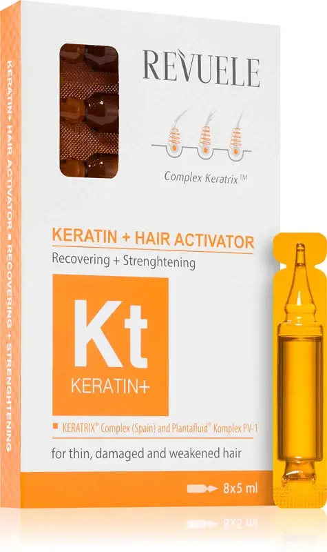 Keratin+ fiala per capelli deboli, stanchi 8× 5 ml