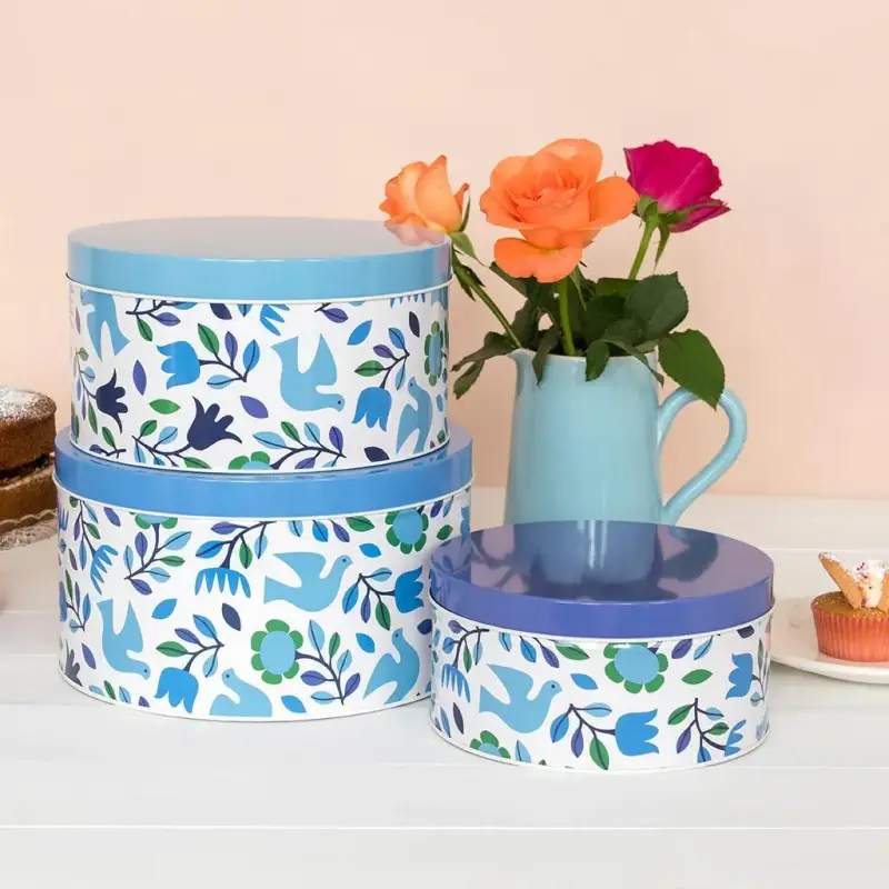 Set di 3 scatole rotonde Rex London Folk Doves